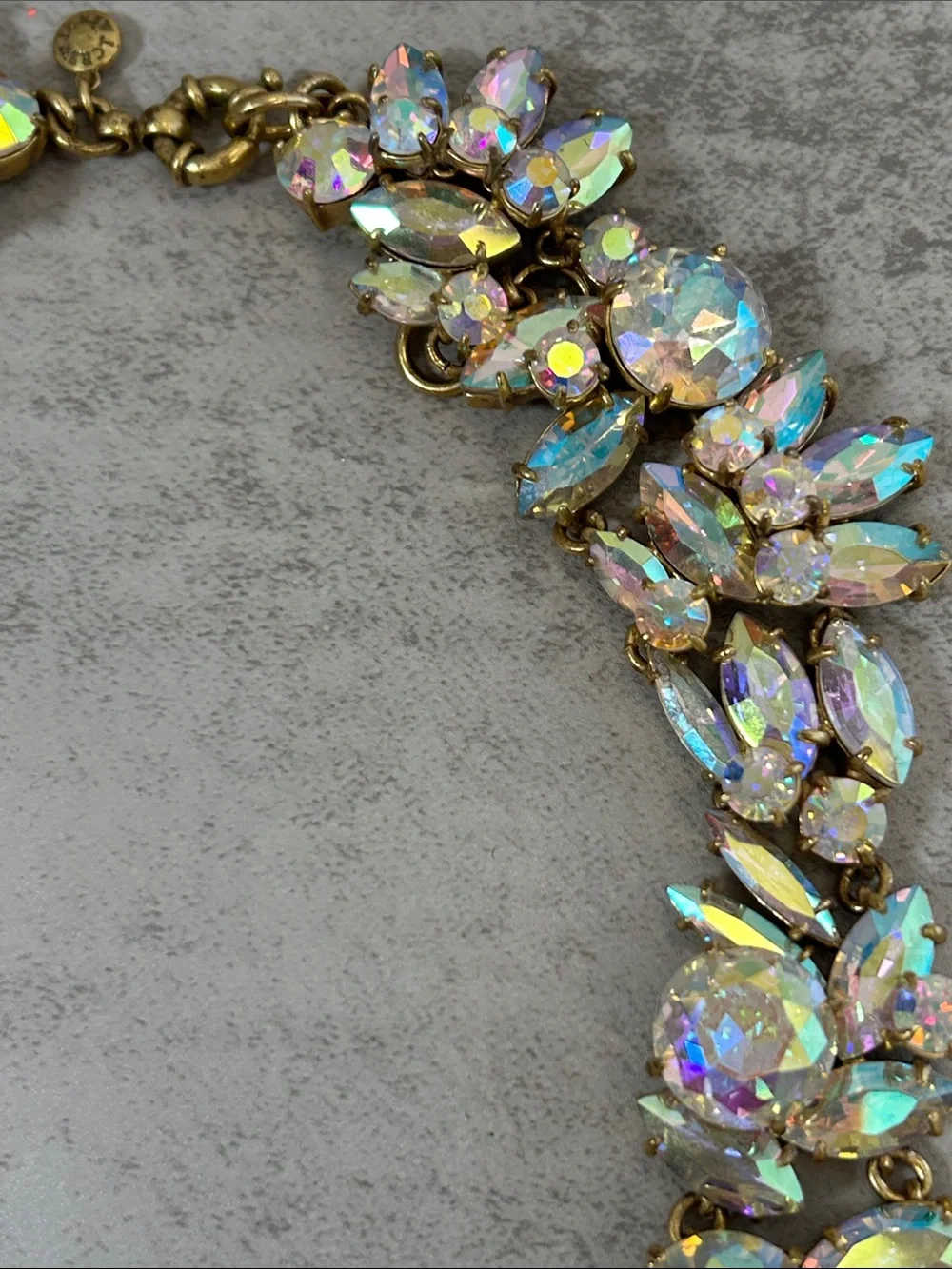 J. Crew Iridescent Crystal Collar Necklace - Gold Tone
